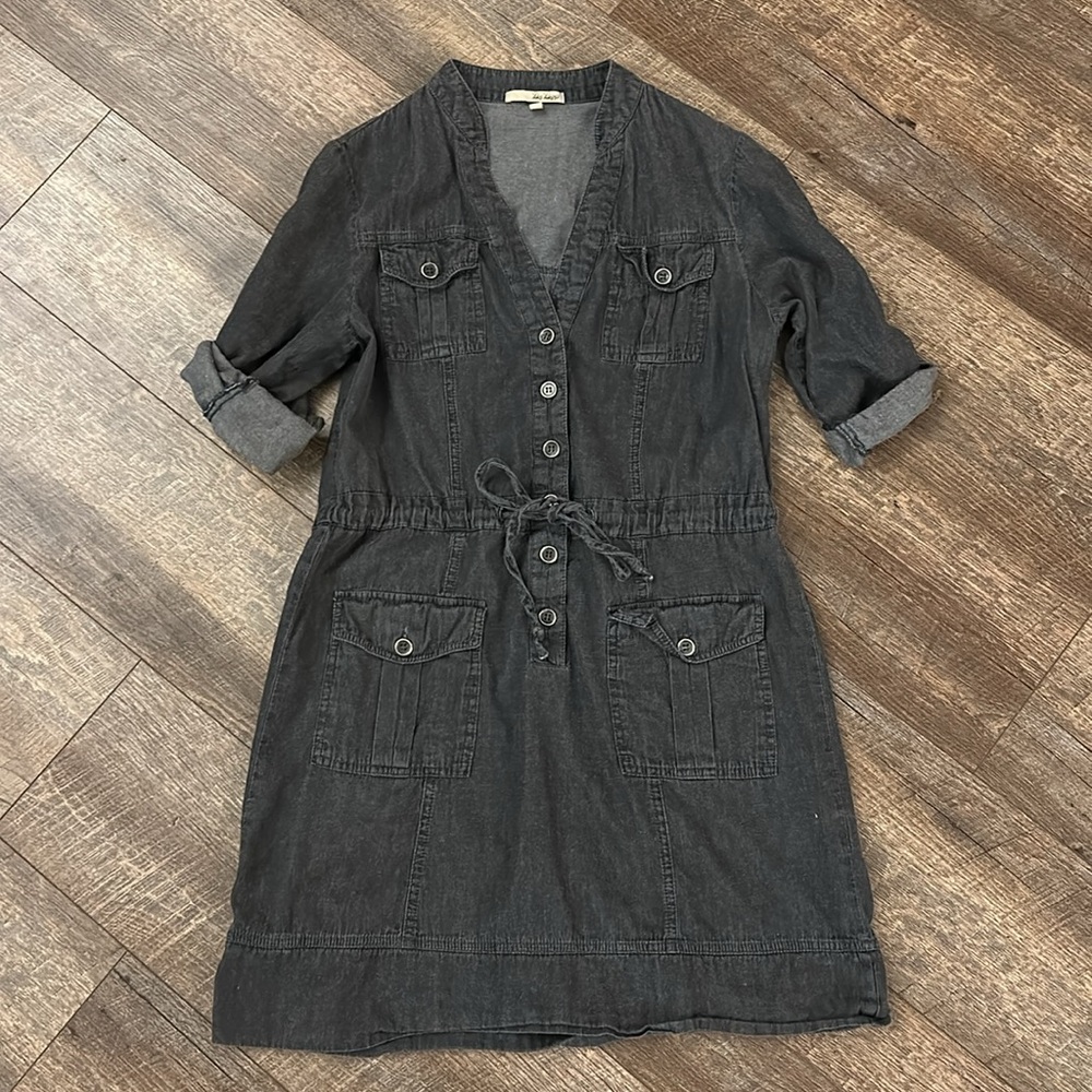 Bebop Charcoal Button-Up Denim Dress